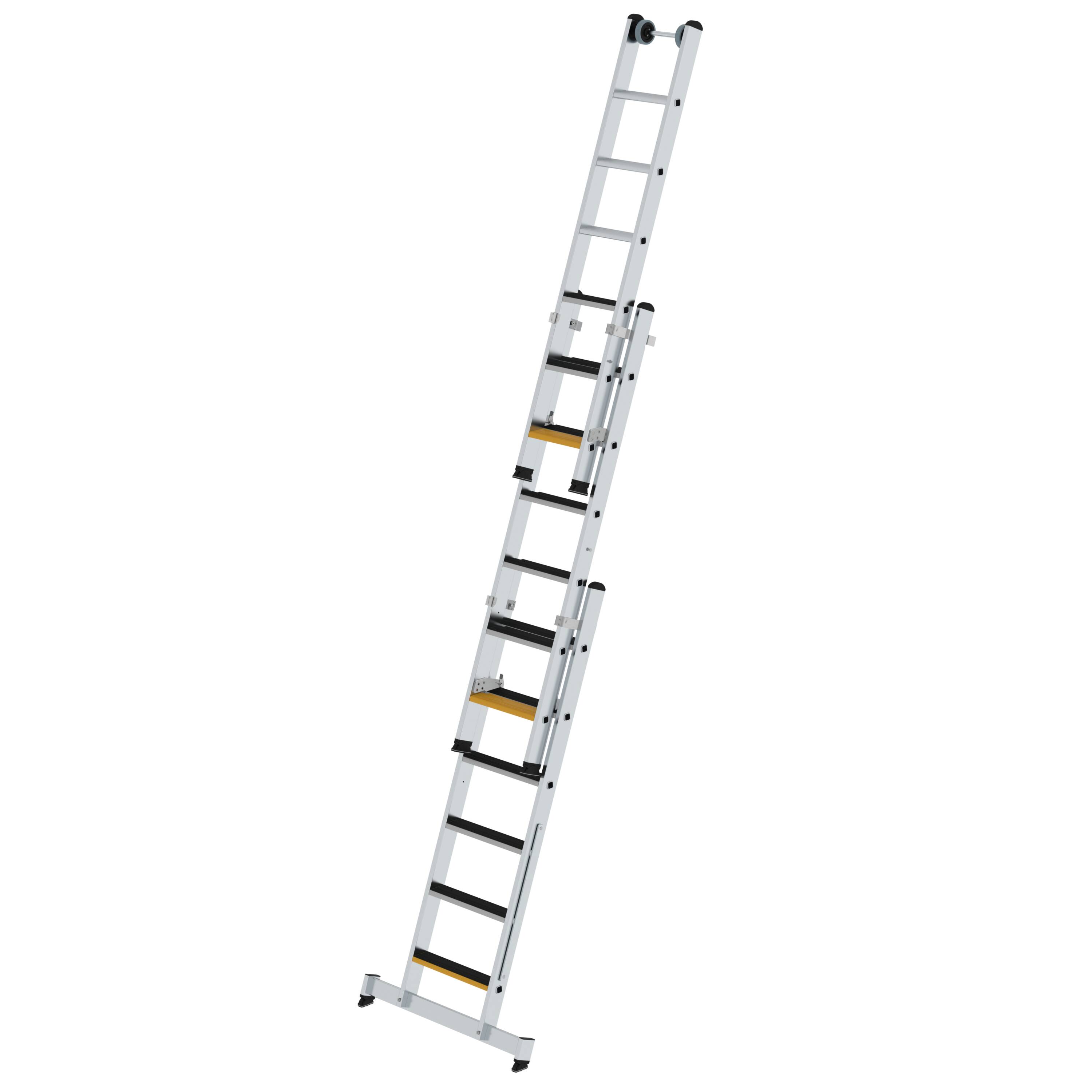 Stufen-Mehrzweckleiter 3-teilig mit nivello®-Traverse und clip-step R13 3x6 Stufen