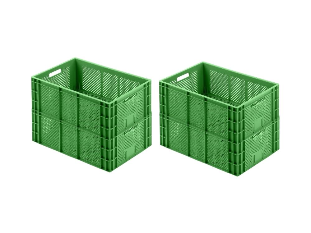 SuperSparSet 4x Eurobehälter Obst- und Gemüsekasten | HxBxT 22x40x60cm | 43 Liter | Grün | Obst-Gemüsekiste, Obstkorb, Transportbox