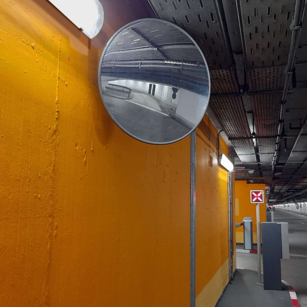 Industriespiegel aus hochwertigem Acrylglas mit Wandhalterung | Spiegel-Ø 50cm | Beobachtungsabstand 5m | Weitwinkelwirkung