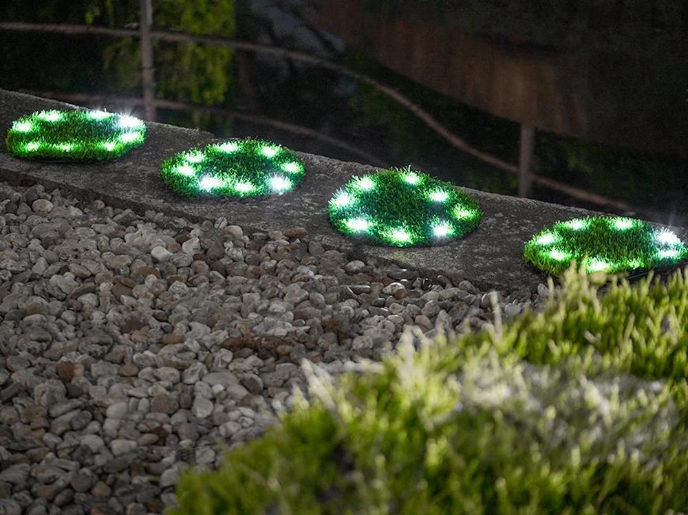 SuperSparSet 4x NATURE Solarlampen mit automatischer Einschaltfunktion | Ø 24cm | 8 LEDs | Automatisches Schalten | Gartenlampe, Rattanlampe, LED Lampe, Solarlampe