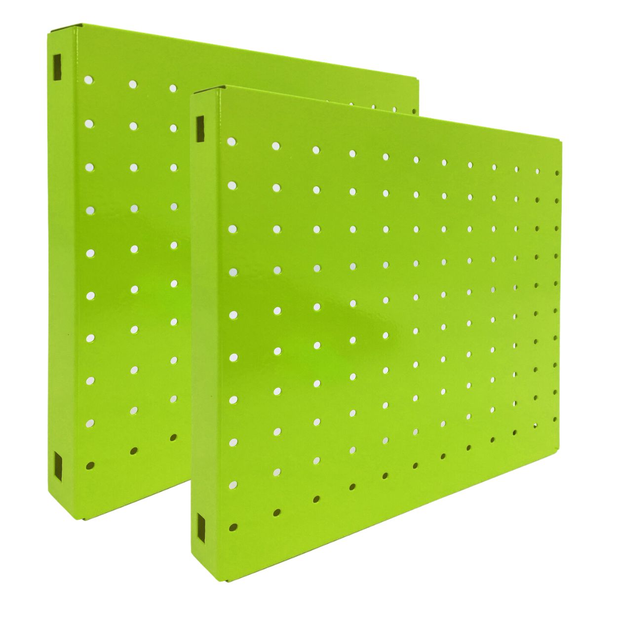 Doppelpack 2x Memoboard aus Stahl gelocht | HxBxT 30x30x3,5cm | Grün | Lochblech Wandtafel Trägersystem