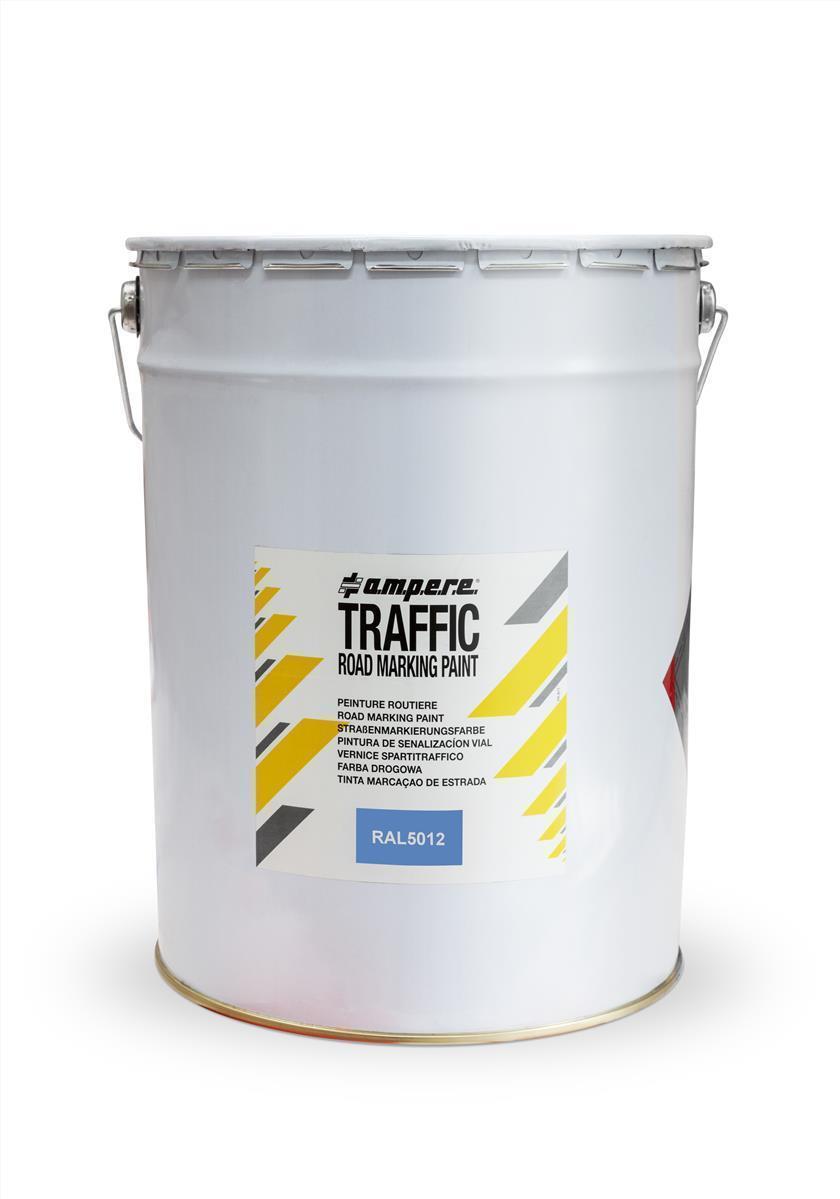 AMPERE 25kg Straßenmarkierungsfarbe TRAFFIC ROAD MARKING PAINT PLUS | Zur professionellen Markierung von Straßen aus Beton & Asphalt | 25kg | Blau
