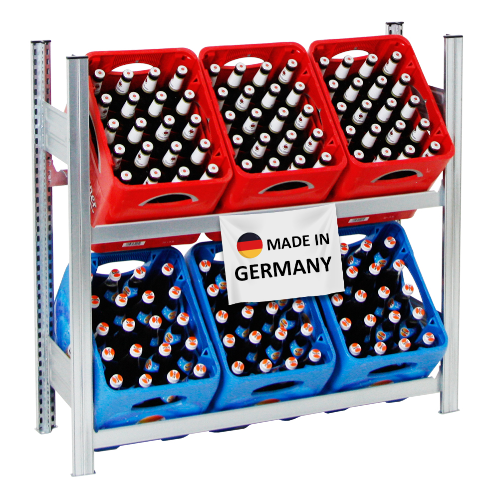 Getränkekistenregal Chiemsee Made in Germany | HxBxT 100x106x34cm | 6  Kisten auf 2 Ebenen | Verzinkt