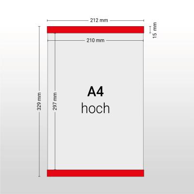 Selbsthaftende Infotaschen A4 Hochformat | 2 Stück | PVC 0,5mm | Rot