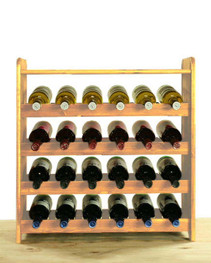 Weinregal PINOTWINE C | HxBxT 61,6x63,2x26,5cm | 24 Flaschen | Massives Kiefernholz | Rotbraun geölt