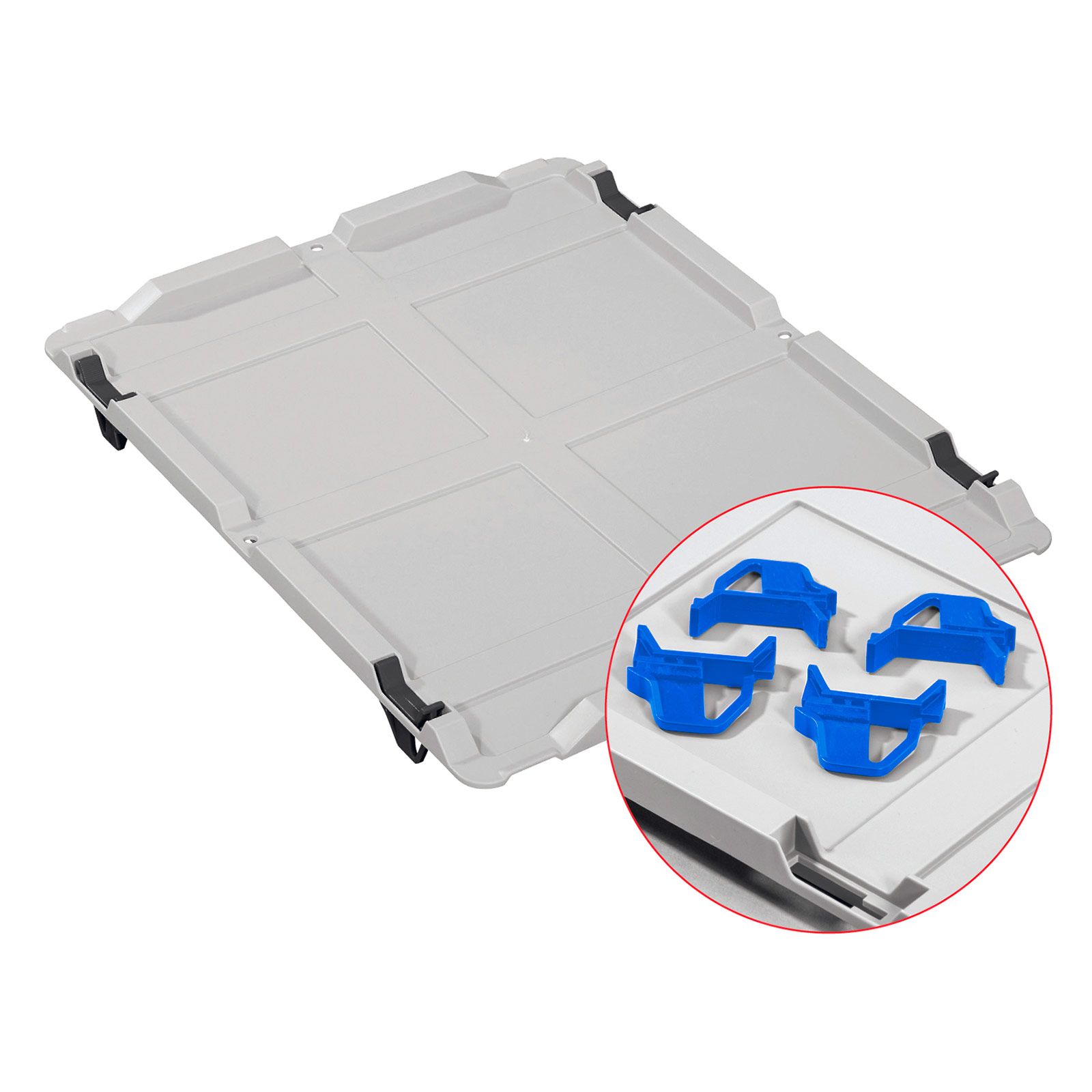 Auflagedeckel Set Eurobox NextGen mit 4 blauen Schiebeschnappverschlüssen | BxT 40x60cm | Eurobehälter, Transportbox, Transportbehälter, Stapelbehälter