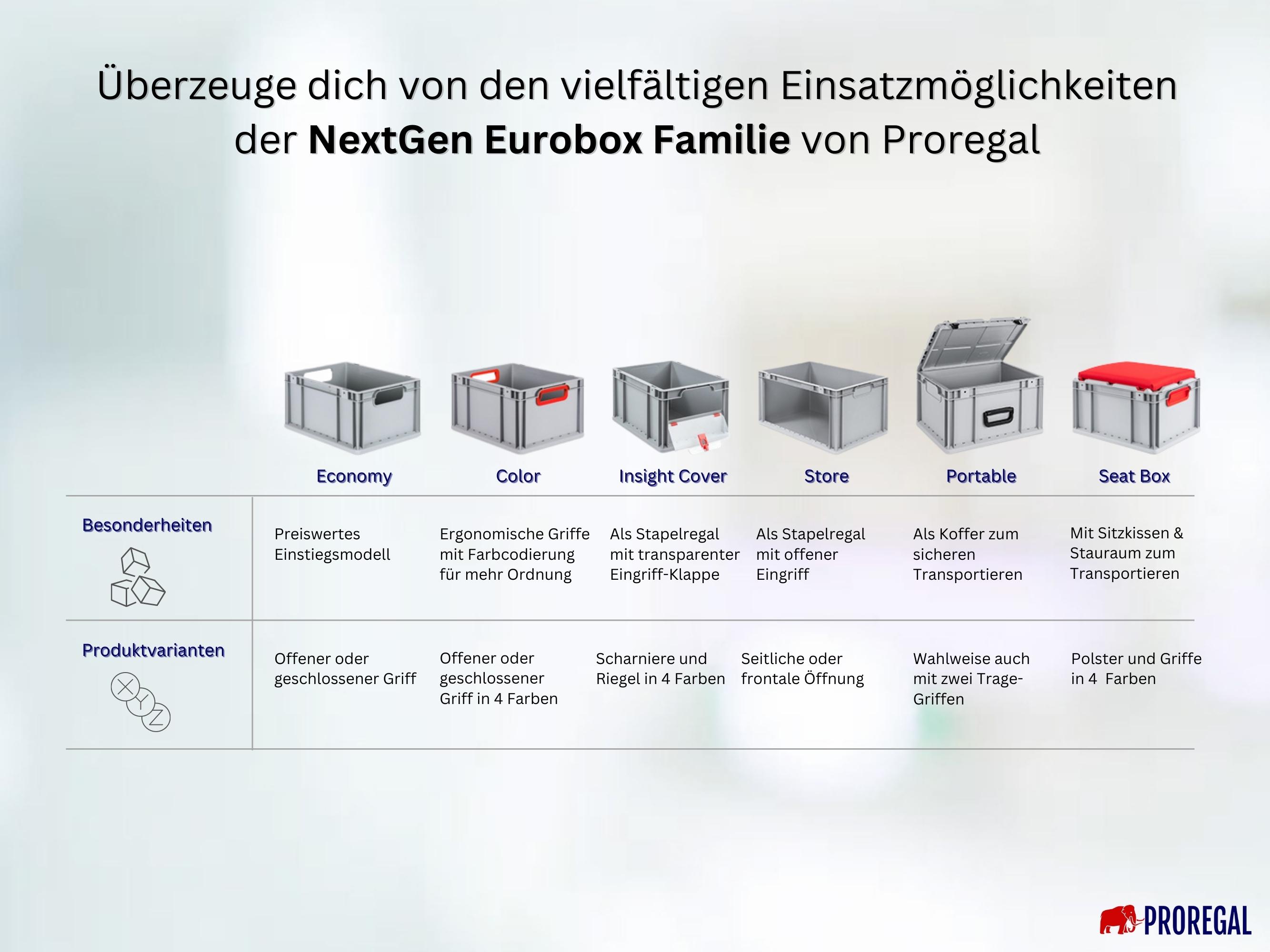 Scharnierdeckel Eurobox NextGen mit Schaumstoff ohne Verschlüsse | BxT 30x40cm | Eurobehälter, Transportbox, Transportbehälter, Stapelbehälter