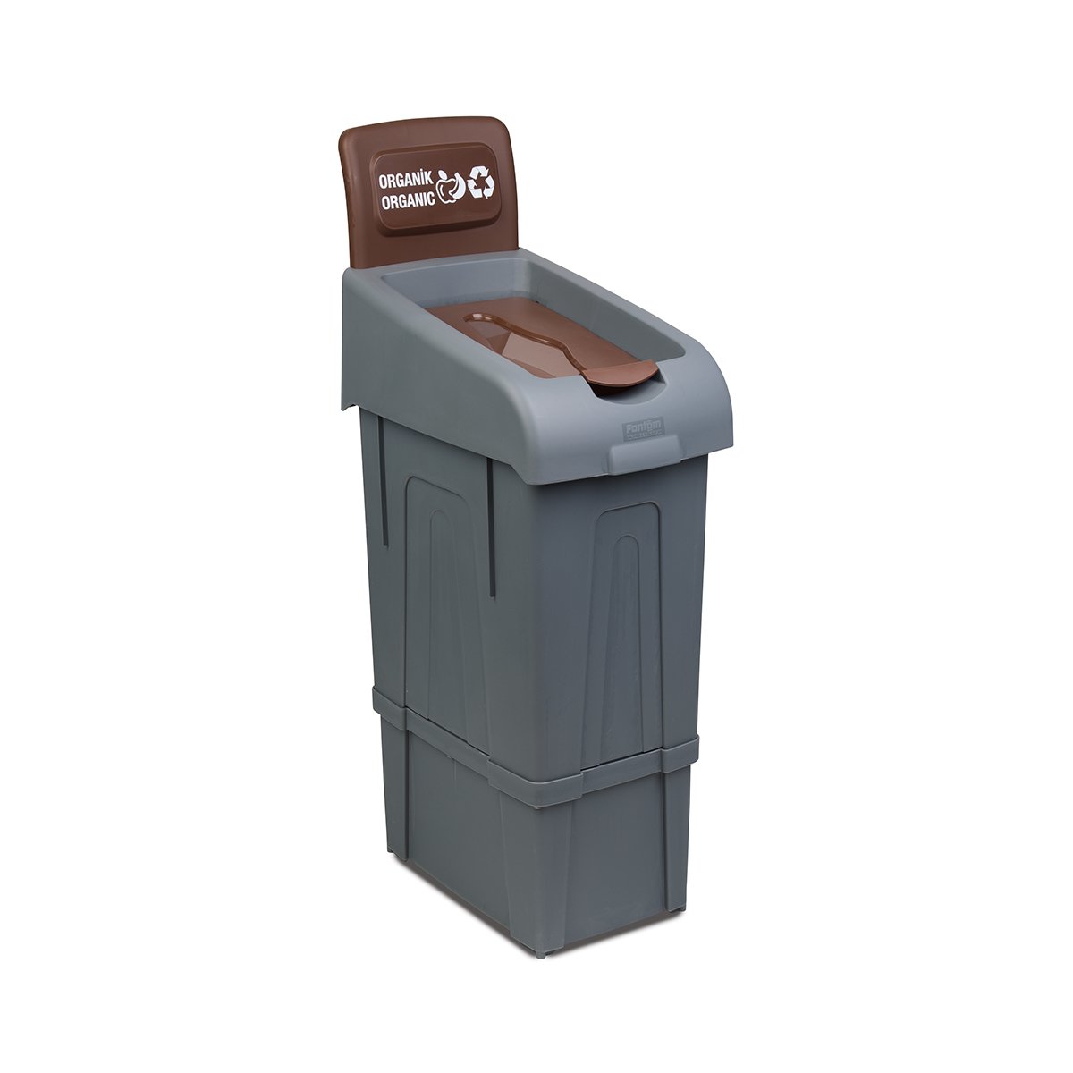Abfalleimer Mülltrennsystem Biomüll | 80 Liter HxBxT 105x34x55cm | Recyclingstation Mülleimer Trennsystem | Grau/Braun
