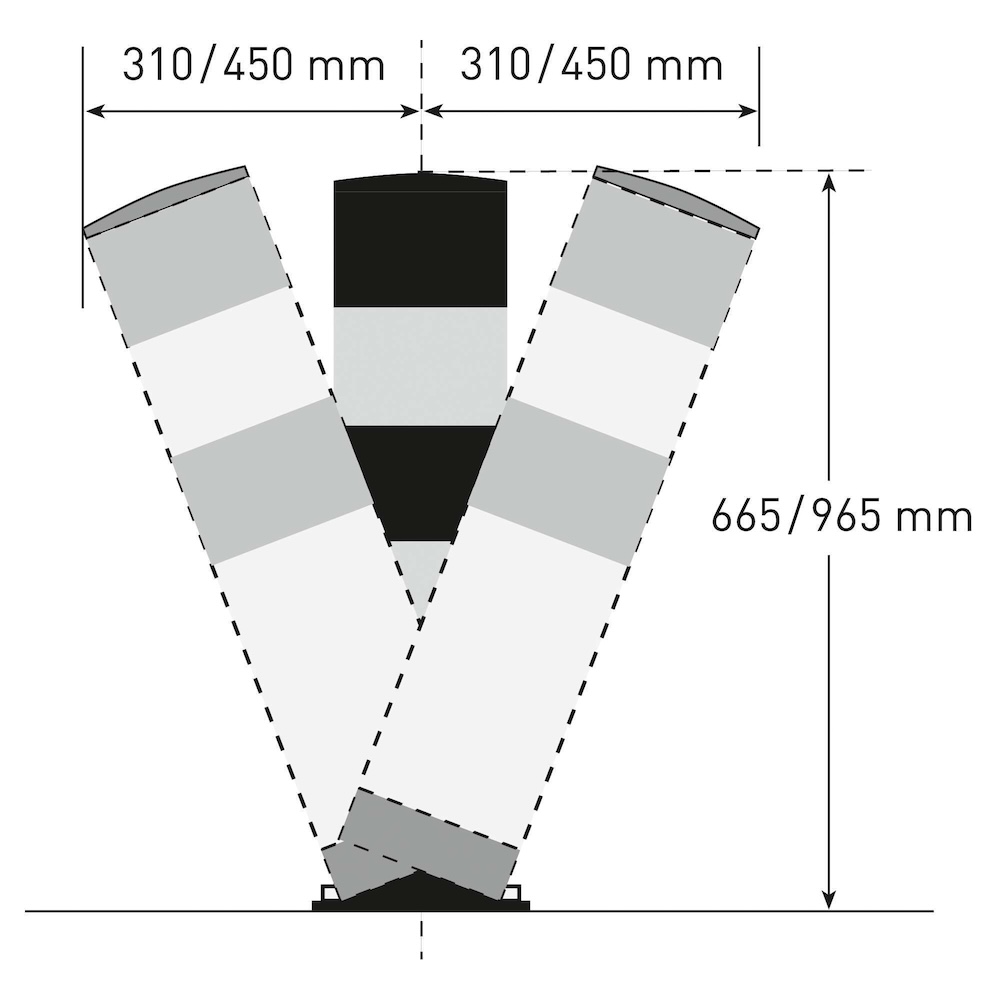Rammschutz-Poller Swing mit PU-Federelement | HxØ 66,5x15,9cm | Materialstärke 4,5mm | Kunststoffbeschichteter Stahl | Schwarz-Gelb