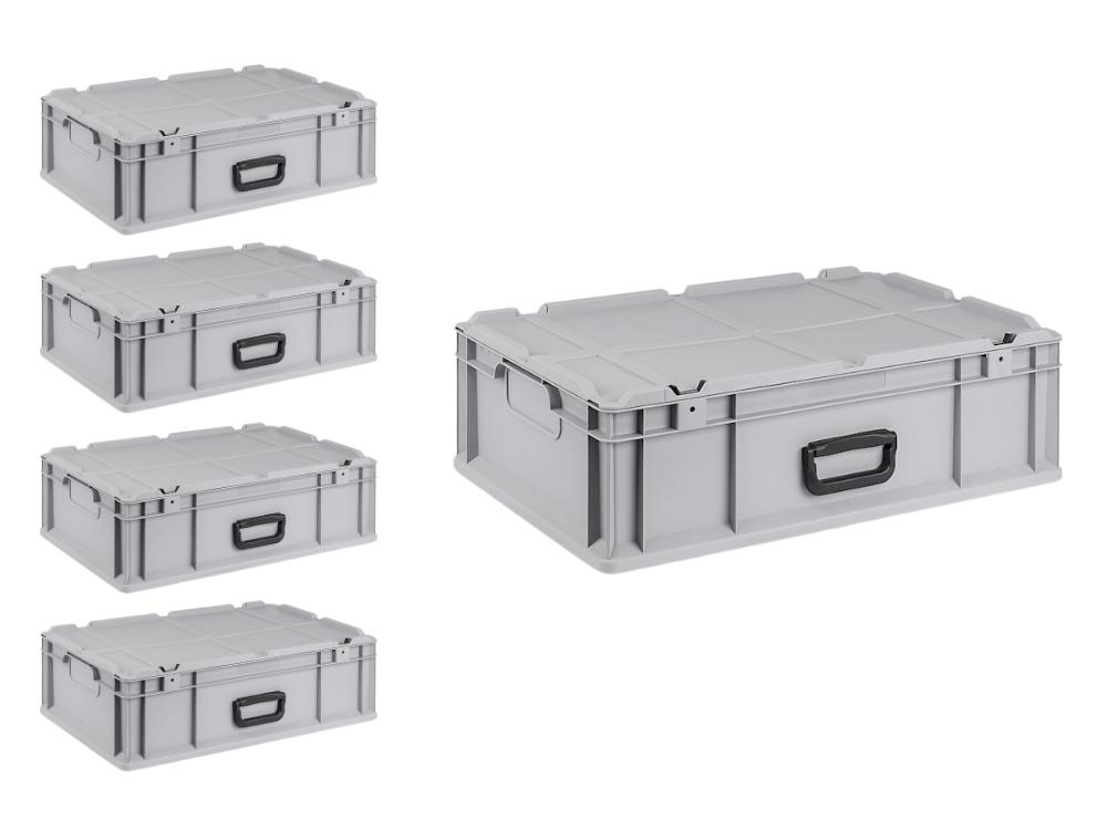 SuperSparSet 5x Eurobox NextGen Portable | HxBxT 18,5x40x60cm | 34 Liter | Eurobehälter, Transportbox, Transportbehälter, Stapelbehälter