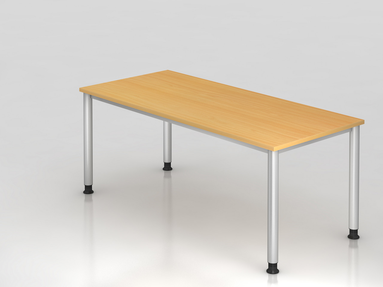 Sitz-Steh-Schreibtisch Olavi | Buche | Breite 180cm | Höhe 68,5-81cm | stufenlos höhenverstellbar | Rechteckform
