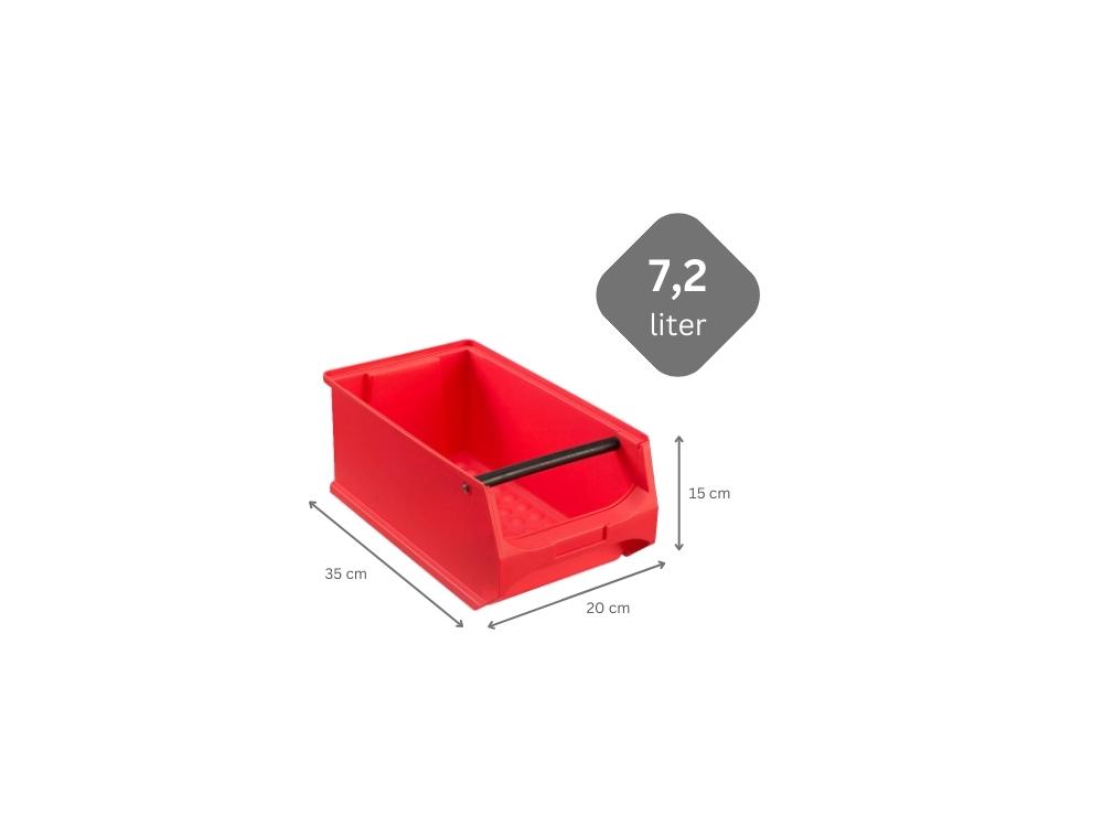 SuperSparSet 18x Rote Sichtlagerbox 4.1 mit Griffstange | HxBxT 15x20x35cm | 7,2 Liter | Sichtlagerbehälter, Sichtlagerkasten, Sichtlagerkastensortiment, Sortierbehälter