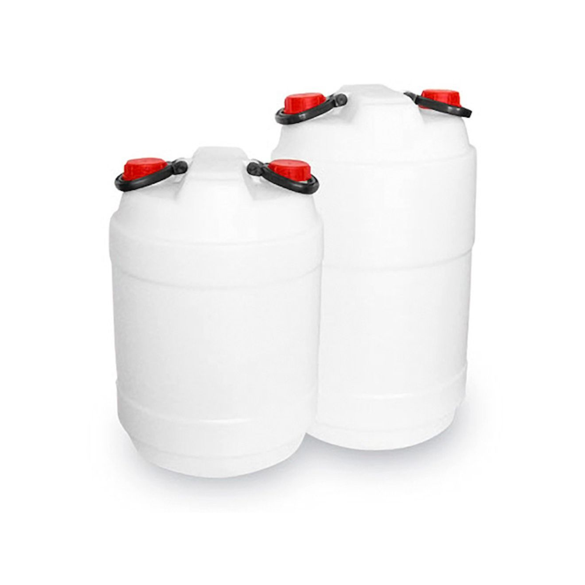 Mehrzweckfass aus Kunststoff mit Doppel-Schraubverschlüssen & Griffen 50 Liter | HxØ 61x36cm | Weiß