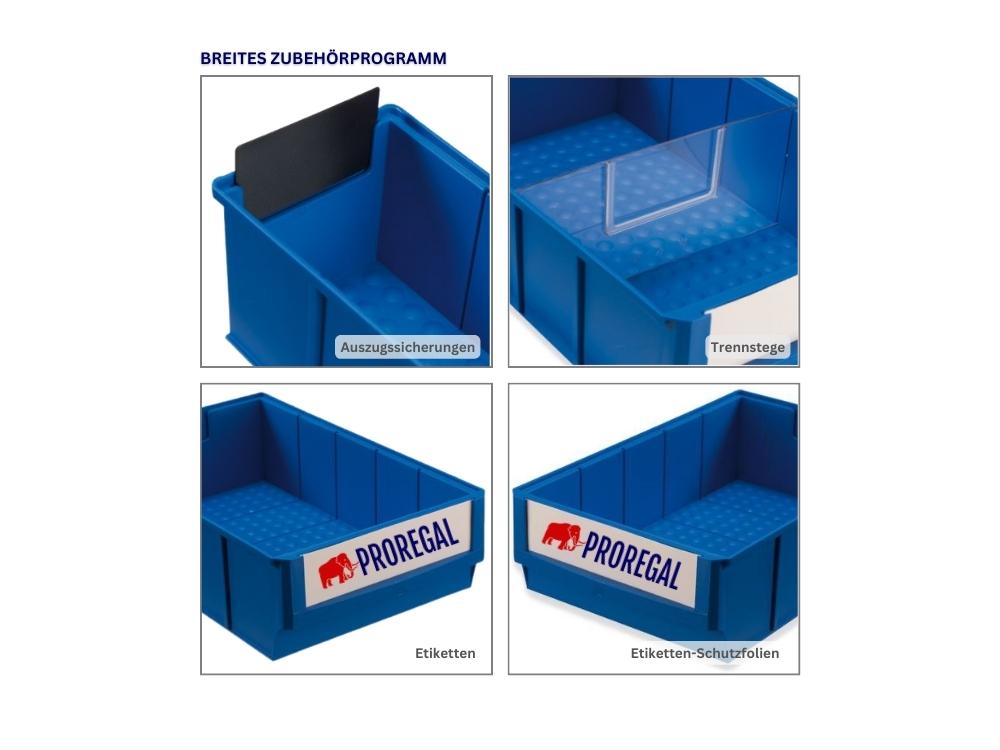 Leitfähige Industriebox 400 B | HxBxT 8,1x18,3x40cm | 4,7 Liter | ESD, Sichtlagerkasten, Sortimentskasten, Sortimentsbox, Kleinteilebox