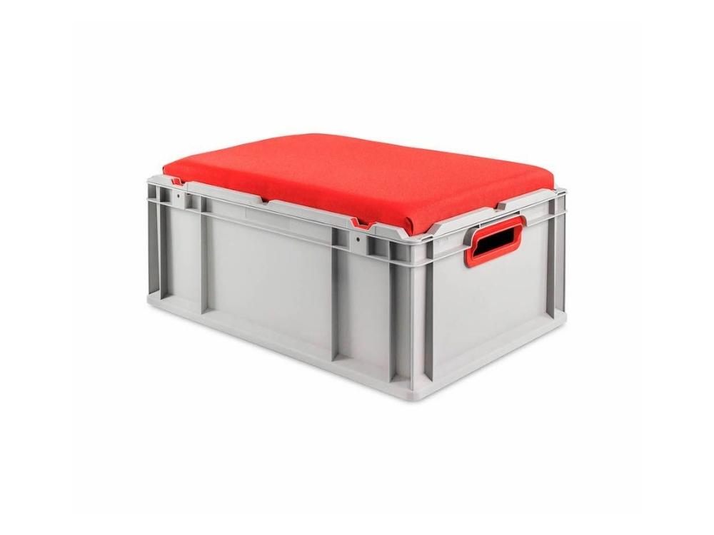 Sitzkissen für Eurobox NextGen Seat Box | BxT 40x60cm | Rot | Eurobehälter, Sitzbox, Transportbox, Transportbehälter, Stapelbehälter