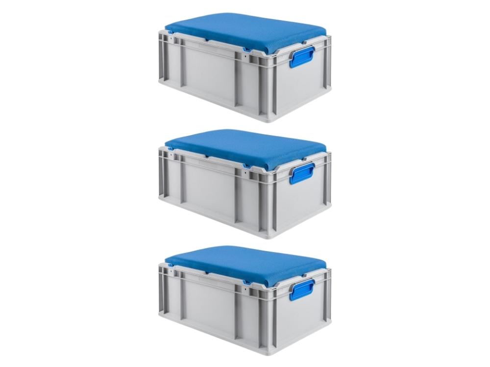 Eurobox NextGen Seat Box Blau | HxBxT 26,5x40x60cm | 44 Liter | Griffe geschlossen | Eurobehälter, Sitzbox, Transportbox, Transportbehälter, Stapelbehälter