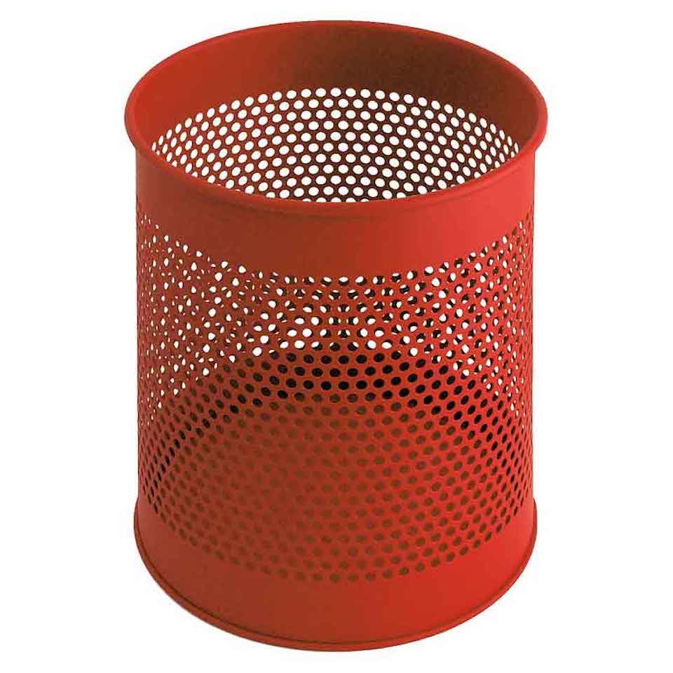 Runder perforierter Papierkorb aus Metall | 15 Liter, HxØ 32x26cm | Rot