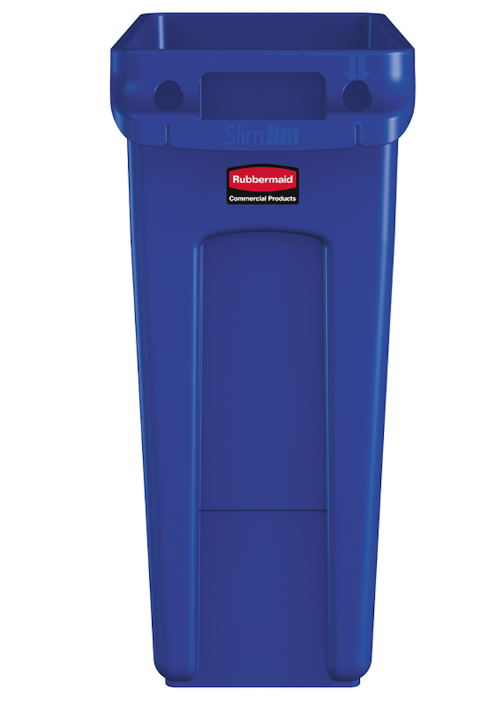 Rubbermaid Slim Jim Mülleimer mit Belüftungskanälen | 60 Liter, HxBxT 63,5x28x56cm | Blau