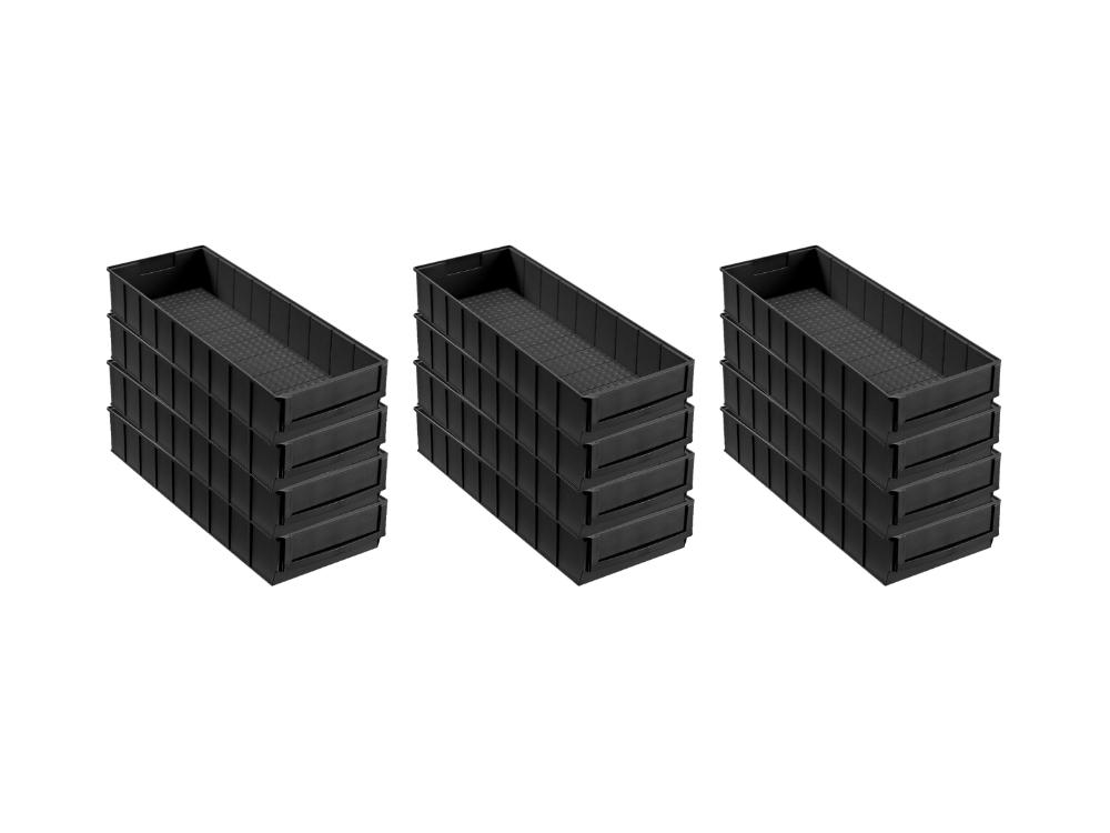 SuperSparSet 12x Leitfähige Industriebox 500 B | HxBxT 8,1x18,3x50cm | 6 Liter | ESD, Sichtlagerkasten, Sortimentskasten, Sortimentsbox, Kleinteilebox