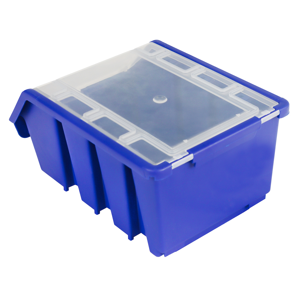 Sichtlagerbox 2 mit Deckel | HxBxT 7,5x11,6x16,1cm | Polypropylen | Blau