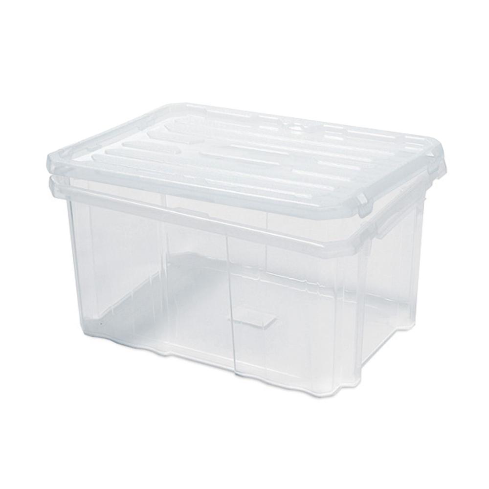 Mehrzweck Aufbewahrungsbox mit Deckel | Transparent | HxBxT 20x40x30cm | 22 Liter | Lagerkiste, Transportbox, Stapelbox, Kunststoffkiste