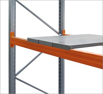 Stahl-Paneelböden-Ebene für SLP Palettenregal Schraub-Stecksystem T-Profil | 9 Segmente | BxT 270x75cm | Verzinkt
