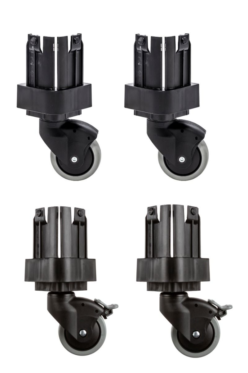 SparSet 2x Rad mit Bremse und Adapter für Euro-Norm Großbehälter | Schwarz