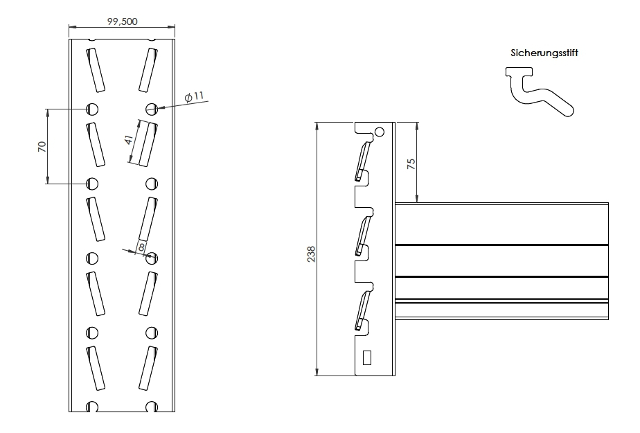 Auflageträger für SLP Palettenregal Schraub-Stecksystem T-Profil | HxBxT 8x182,5x5cm | Orange
