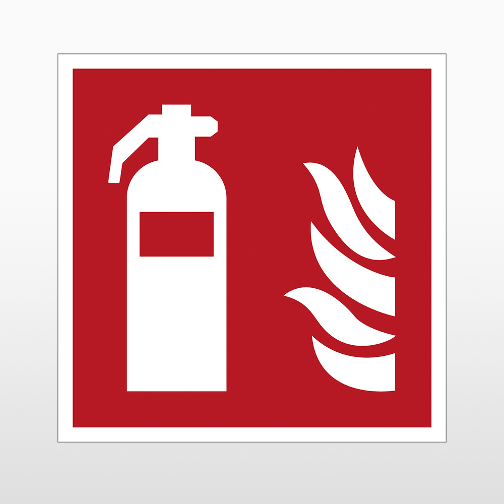 Winkelschild mit Brandschutzzeichen | "Feuerlöscher" | Gem. aktueller ASR A1.3 | Beidseitig bedruckt | PVC 1mm | HxB 20x20cm