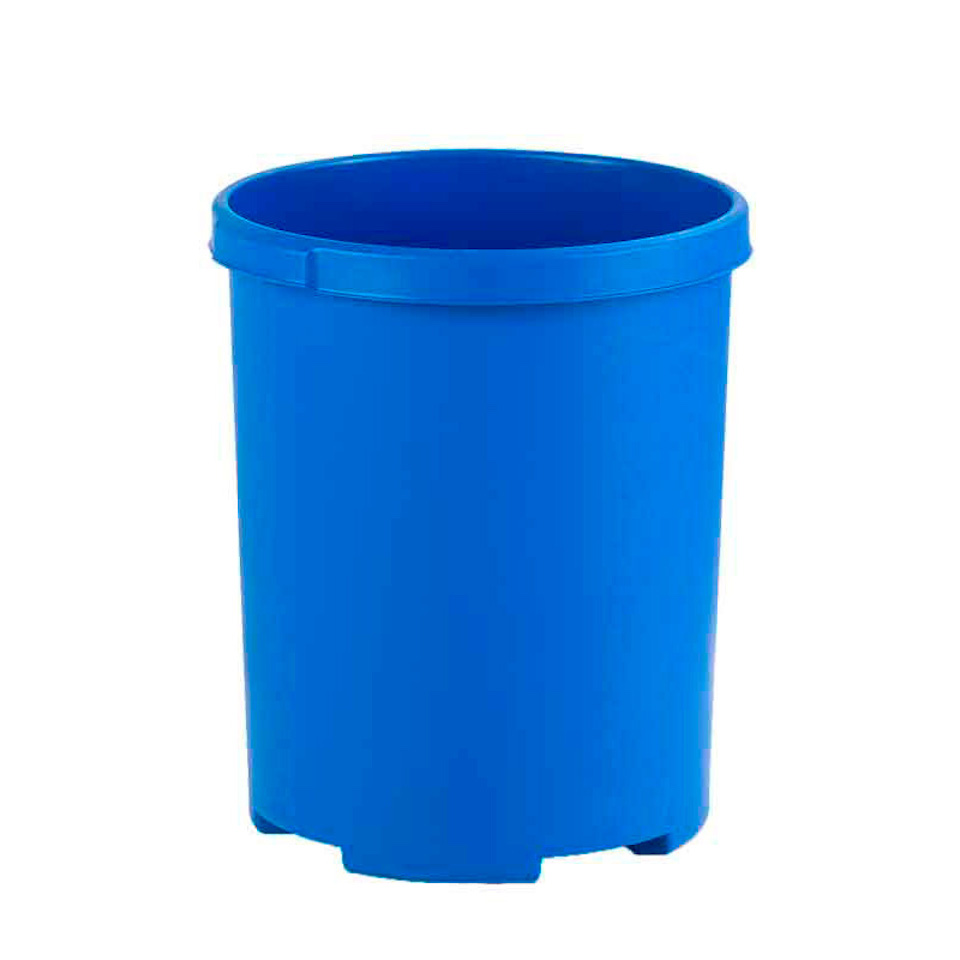 Praktischer runder Kunststoff Papierkorb | 50 Liter, HxØ 49x43cm | Rollen nachrüstbar | Blau