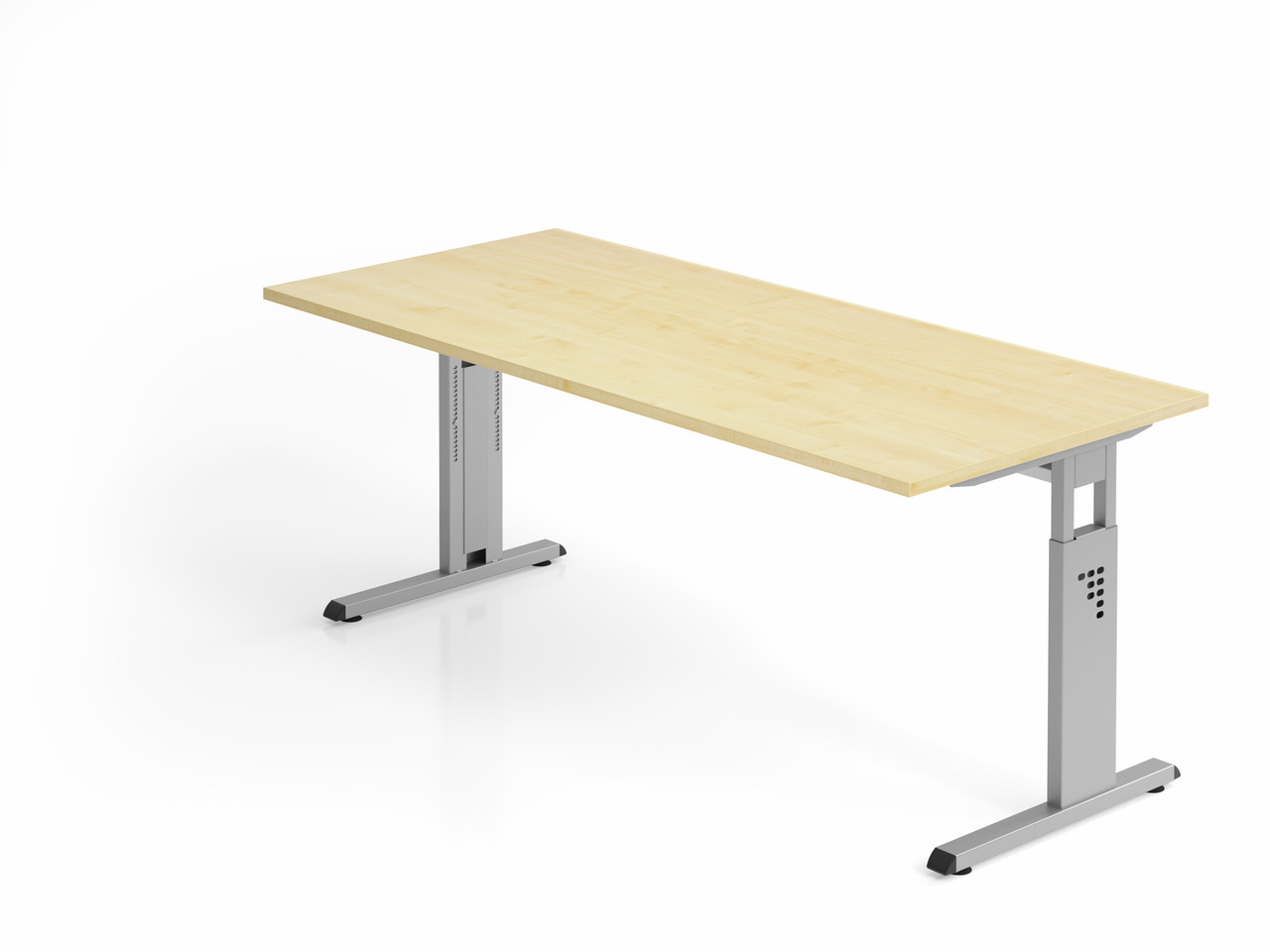 Sitz-Steh-Schreibtisch Juhani | Ahorn | Breite 180cm | Höhe 65-85cm | stufenlos höhenverstellbar | Rechteckform