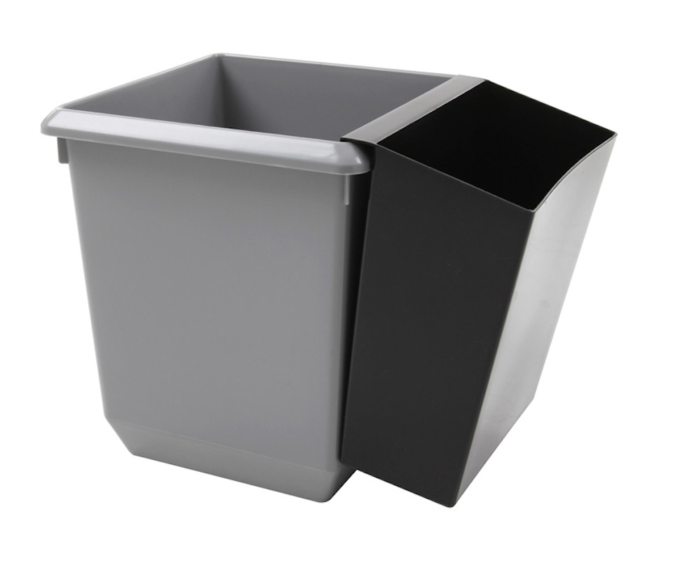 Viereckiger kegelförmiger Papierkorb | 21 Liter, HxBxT 31x28x28xm | Kunststoff | Grau