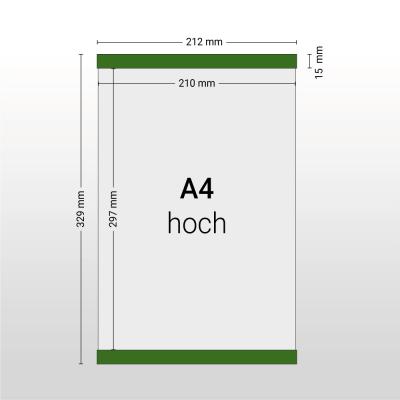 Selbsthaftende Infotaschen A4 Hochformat | 2 Stück | PVC 0,5mm | Grün