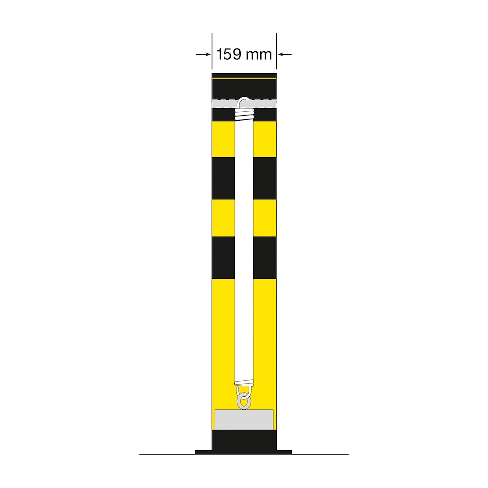Rammschutz-Poller Swing mit PU-Federelement | HxØ 96,5x15,9cm | Materialstärke 4,5mm | Feuerverzinkter & kunststoffbeschichteter Stahl | Schwarz-Gelb