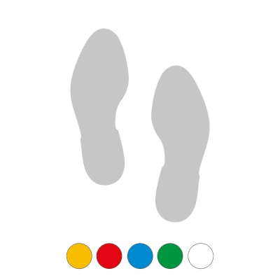 Strapazierfähiges Piktogramm | Fußabdruck | 5 Paare | Polyurethan (PU) 1,6mm | HxB 30x11cm | Rutschklasse R11 | Rot