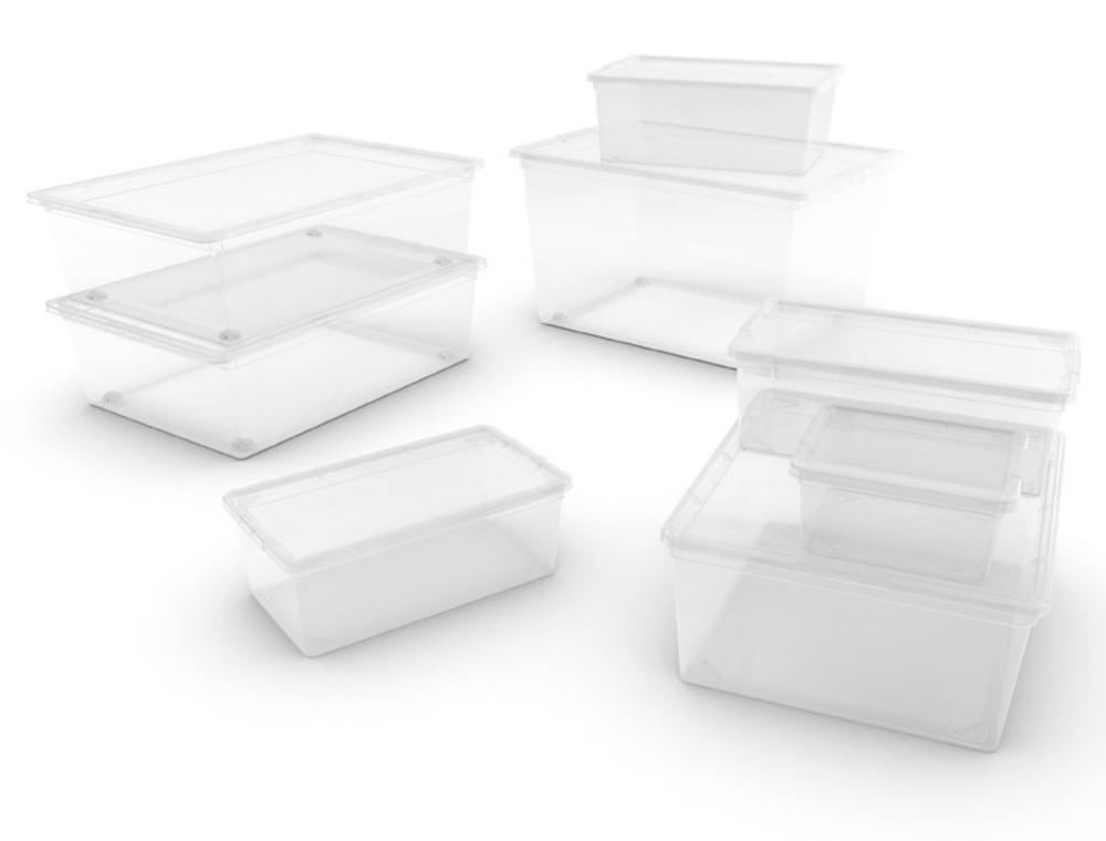 Mehrzweck Aufbewahrungsbehälter HIPPO mit Deckel | HxBxT 16x55x39cm | 27 Liter | Transparent | Behälter, Box, Aufbewahrungsbehälter, Aufbewahrungsbox