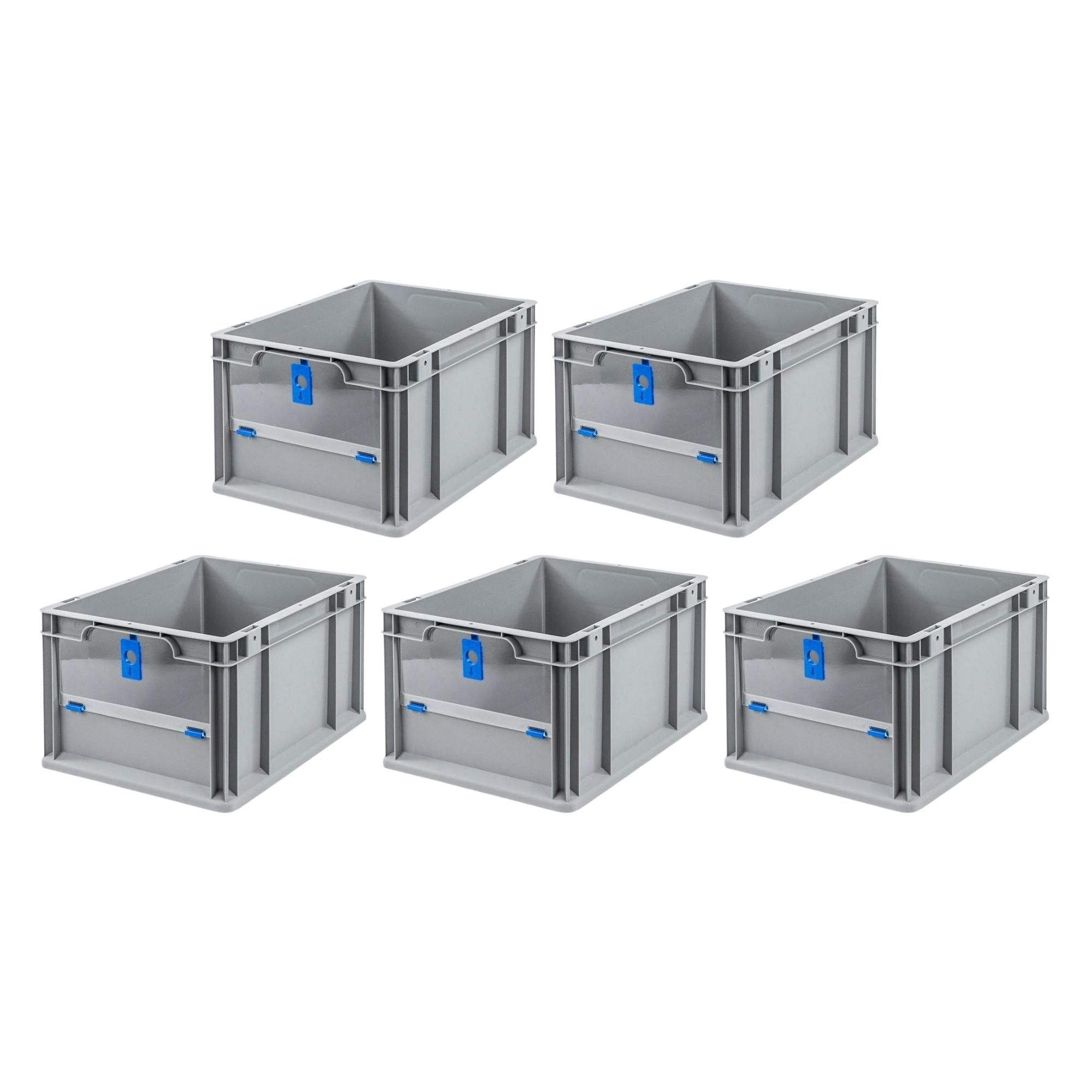 SparSet 5x Eurobox NextGen Insight Cover | HxBxT 22x30x40 | 20 Liter | Niedrig/Blau | Eurobehälter, Transportbox, Transportbehälter, Stapelbehälter