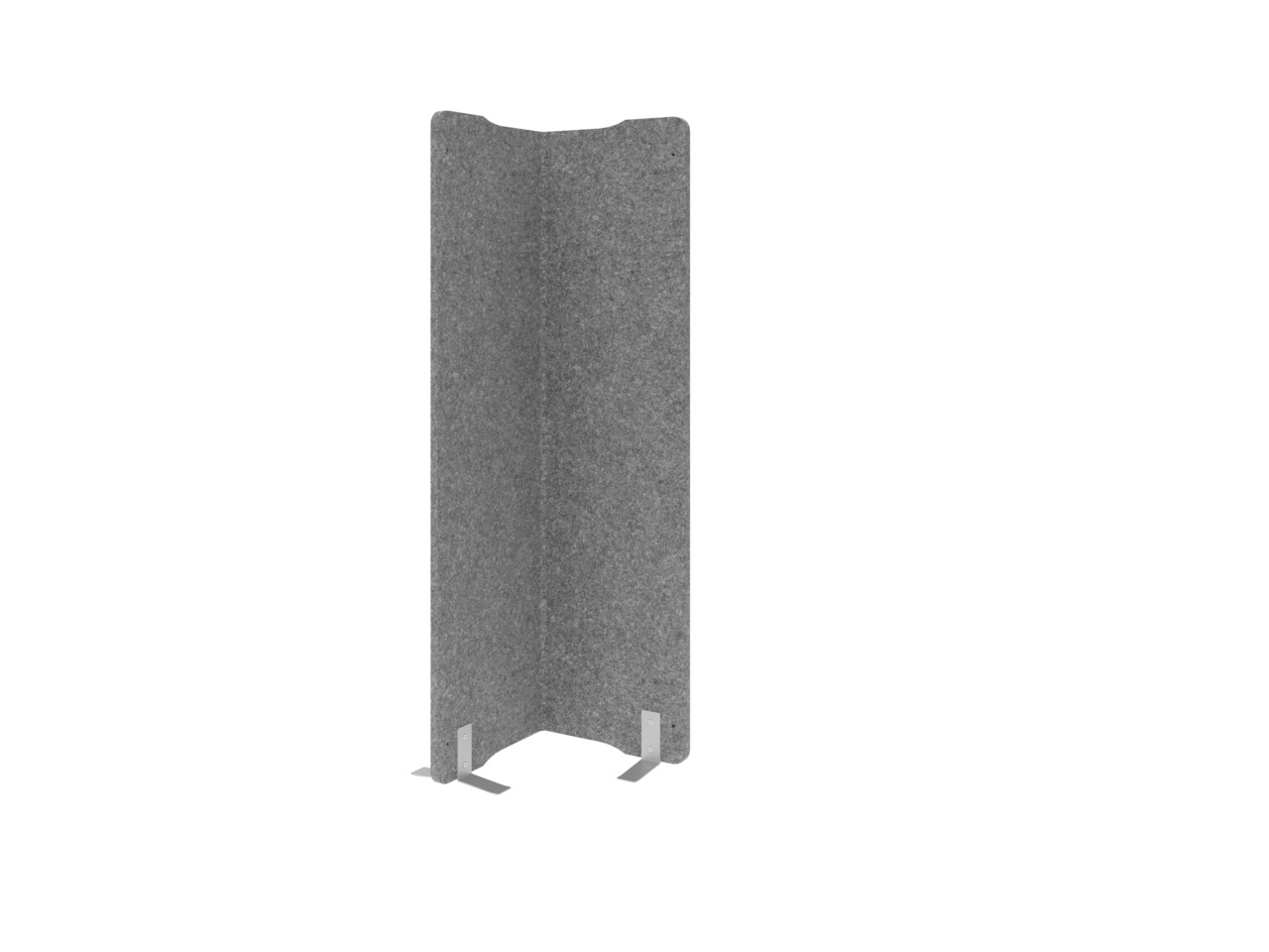 Akkustik Stellwand eckig | HxBxT 180x100x2,5cm | Grau-meliert | Rahmenlose Optik | Silberne Metallfüße
