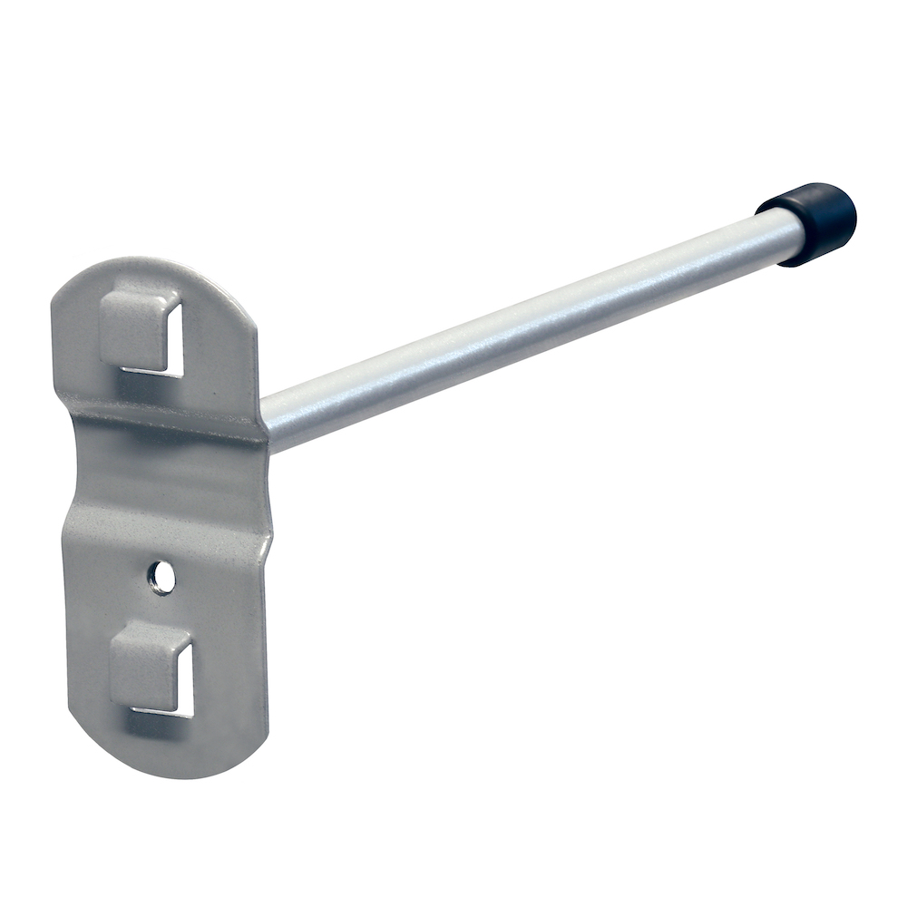 Werkzeughalter mit geradem Hakenende für Lochplatte | 15cm | Weissaluminium