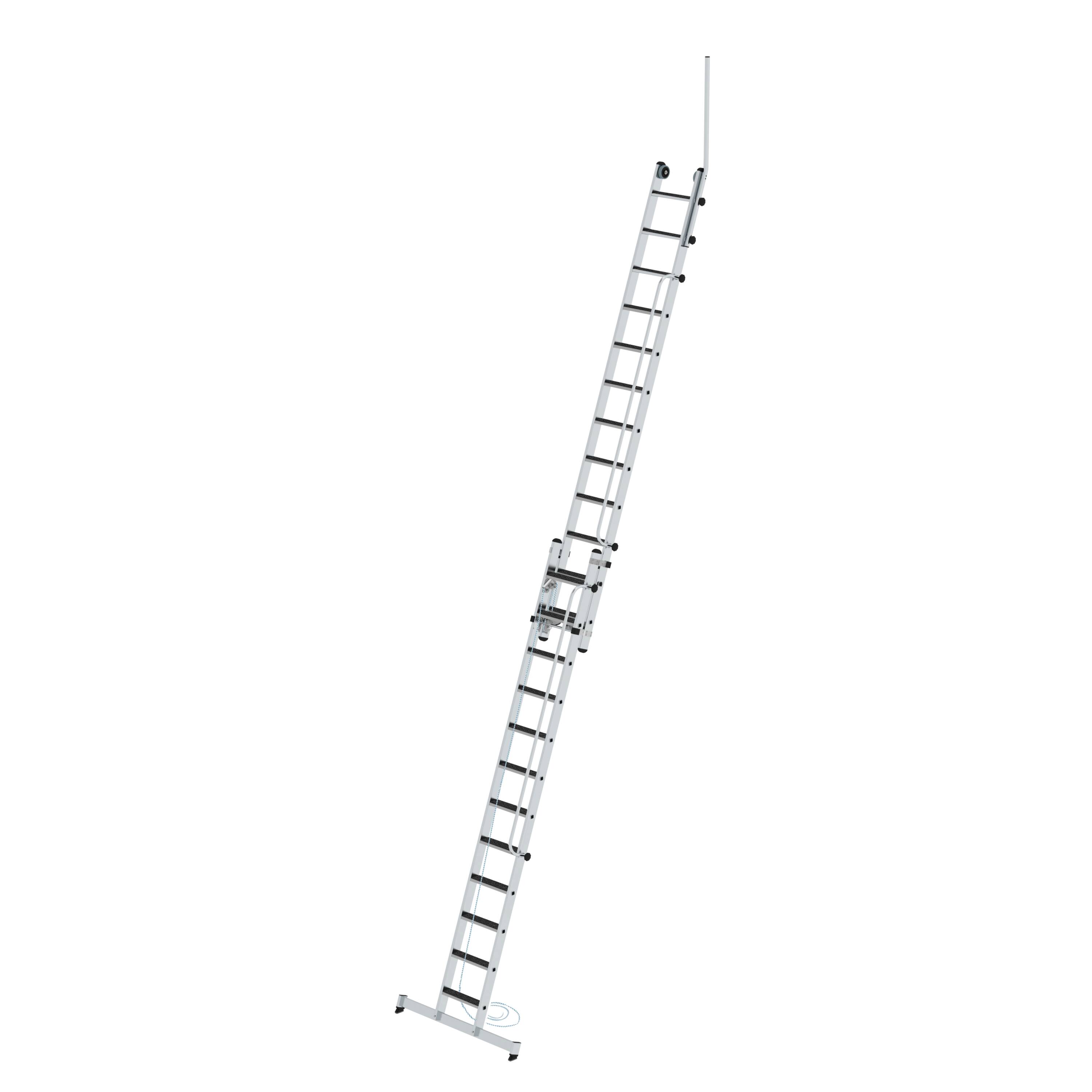 Stufen-Seilzugleiter 2-teilig mit Handlauf und Ausstiegsholm 2x12 Stufen