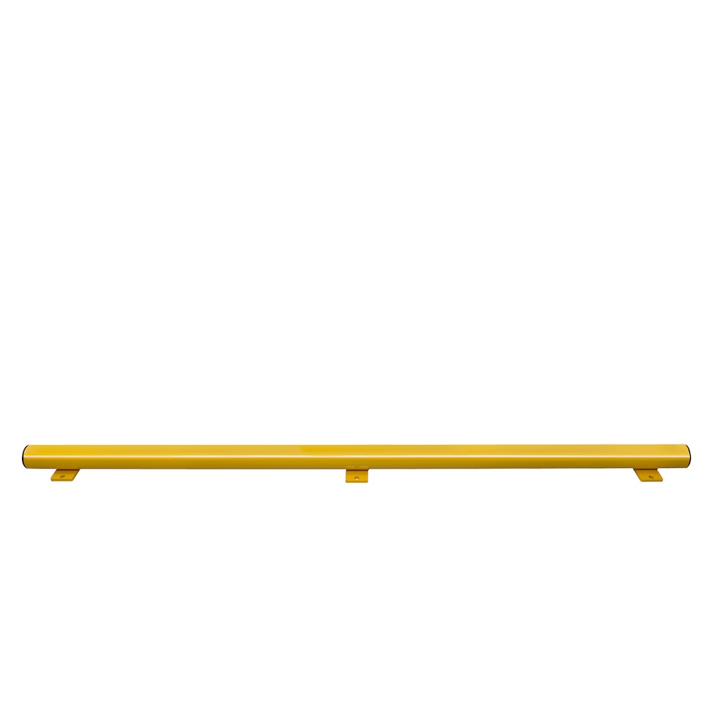 Unterfahrschutz Balken | Inkl. 3 Bodenplatten | HxBxØ 8,6x205x7,6cm | Kunststoffbeschichteter Stahl | Gelb