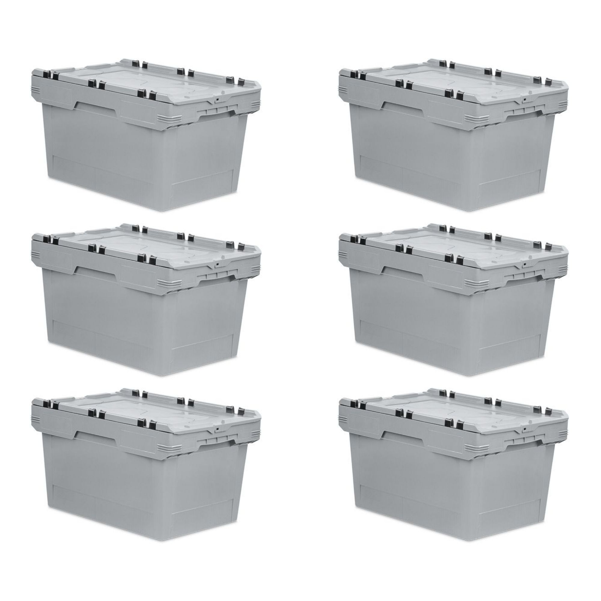 SuperSparSet 6x Conical Mehrweg-Stapelbehälter mit Krokodildeckel Grau | HxBxT 34,9x41x61cm | 58 Liter | Lagerbox Eurobox Transportbox Transportbehälter Stapelbehälter