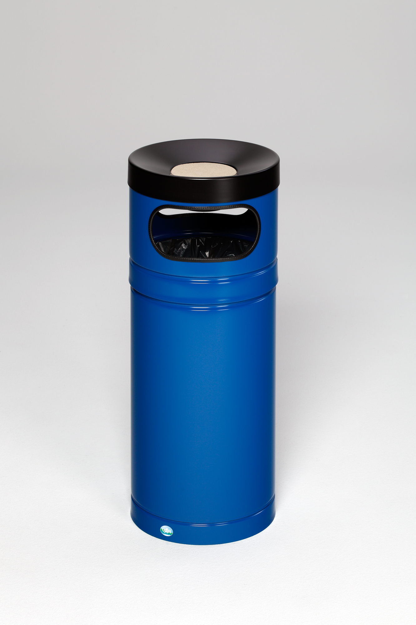 Robuster Kombiascher mit Aluminium-Kopfteil für Kunststoffsäcke | 56 Liter, HxBxT 88,5x36,5x36,5cm | Verzinkter Stahl | Blau