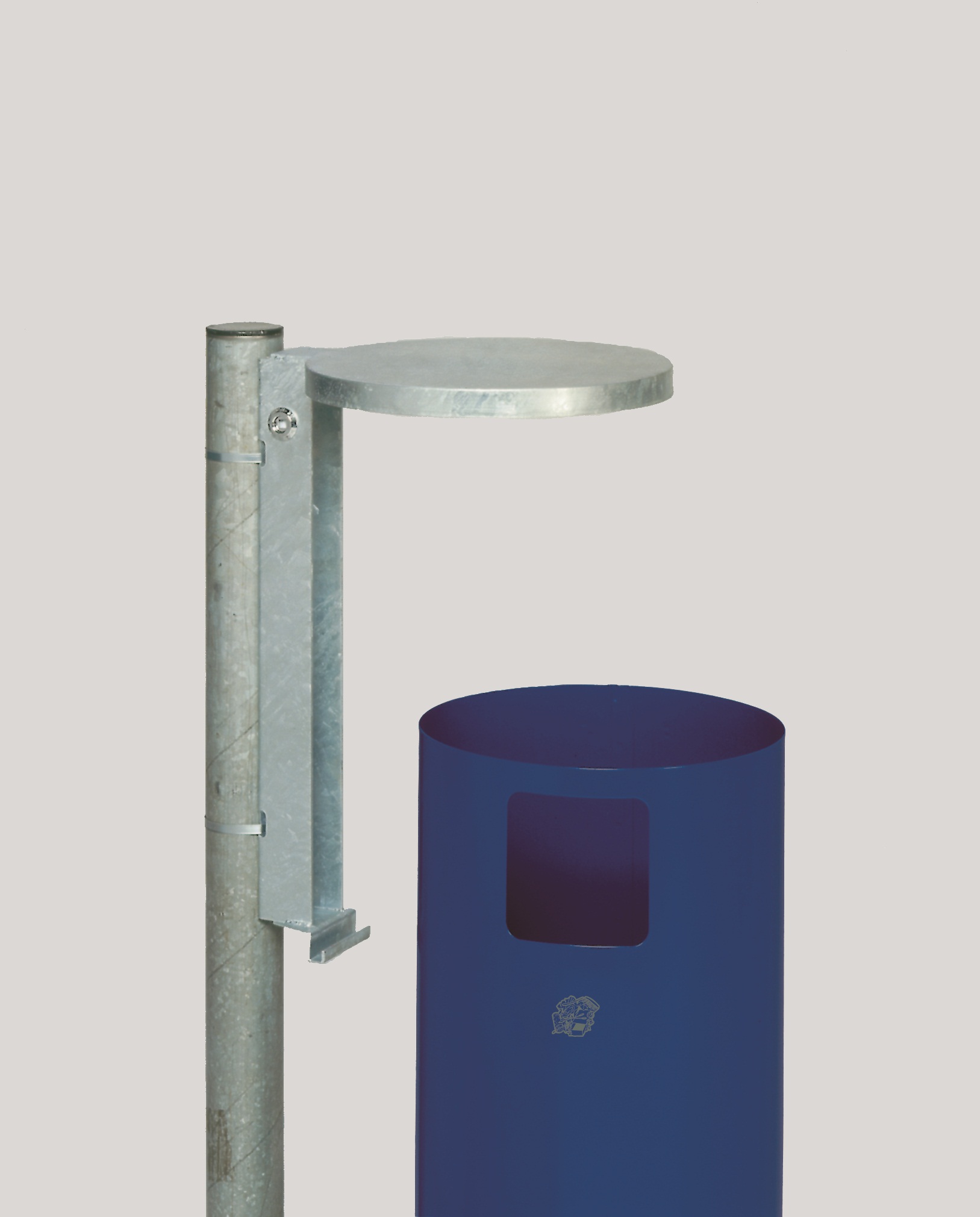 Abfallsammler zur Wand- oder Rohrbefestigung | 30 Liter, HxBxT 62x30x30cm | Verzinkter Stahl | Blau