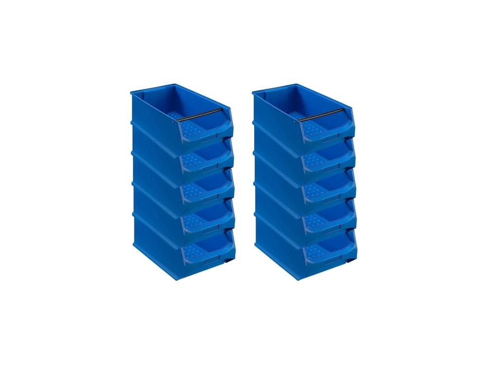 Blaue Sichtlagerbox 5.1 mit Griffstange | HxBxT 20x30x50cm | 21,8 Liter | Sichtlagerbehälter, Sichtlagerkasten, Sichtlagerkastensortiment, Sortierbehälter
