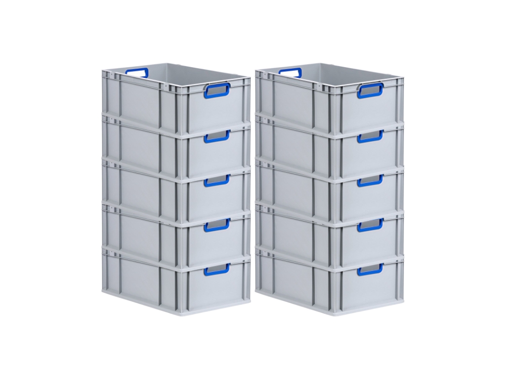 Eurobox NextGen Color | HxBxT 22x40x60cm | 44 Liter | Griffe blau offen | Verstärkter Boden | Eurobehälter, Transportbox, Transportbehälter, Stapelbehälter