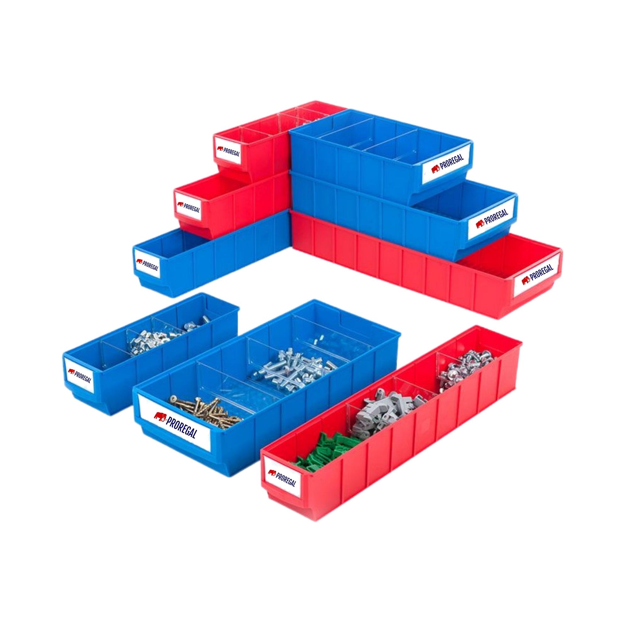 SuperSparSet 48x Blaue Industriebox 300 S | HxBxT 8,1x9,1x30cm | 1,6 Liter | Sichtlagerkasten, Sortimentskasten, Sortimentsbox, Kleinteilebox
