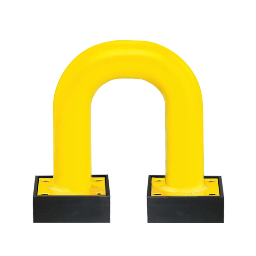 Rammschutz-Bügel Swing mit PU-Federelement | HxB 39x37,5cm | Rohr-Ø 7,6cm | Kunststoffbeschichteter Stahl | Gelb