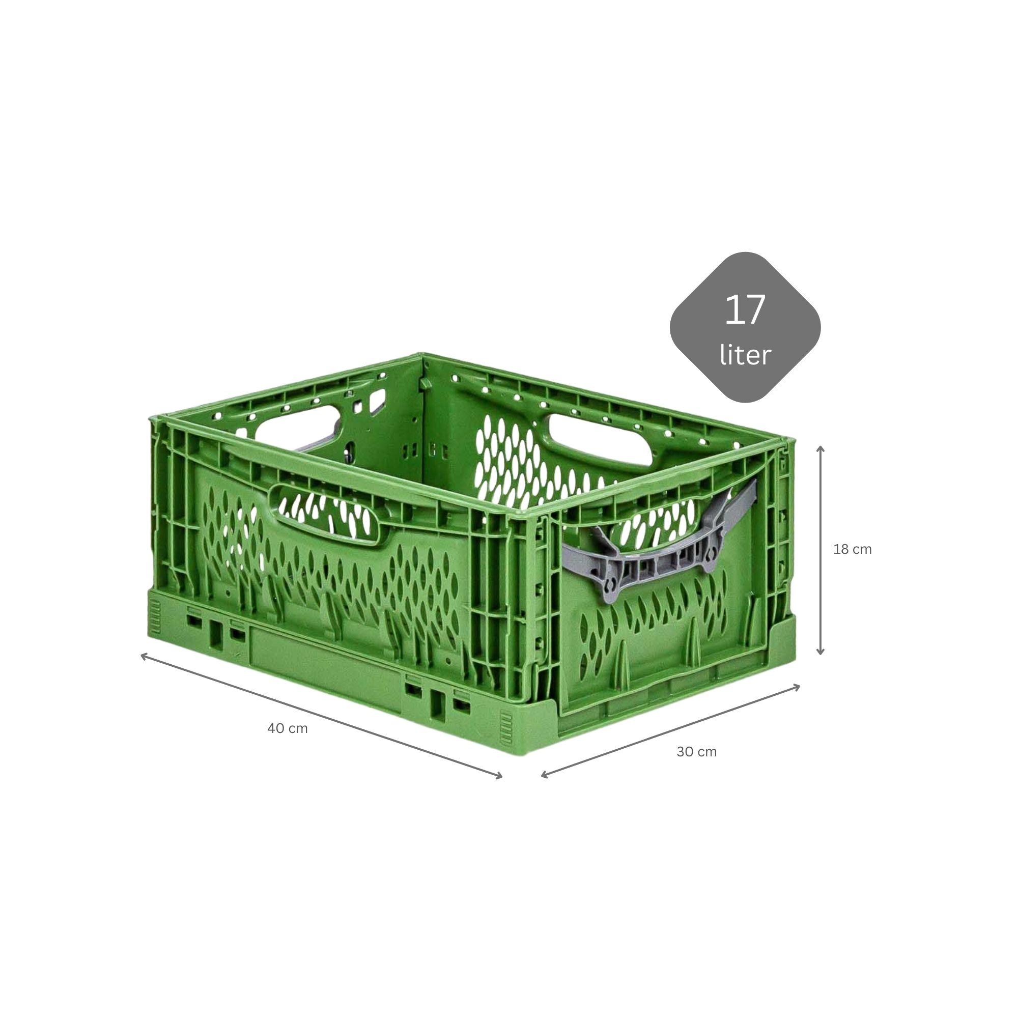 Stabile Profi-Klappbox Chameleon in Industriequalität | HxBxT 18x30x40cm | 17 Liter | klappbar stapelbar durchbrochen lebensmittelecht | Eurobox Eurobehälter Transportbehälter Stapelbehlter Faltbox