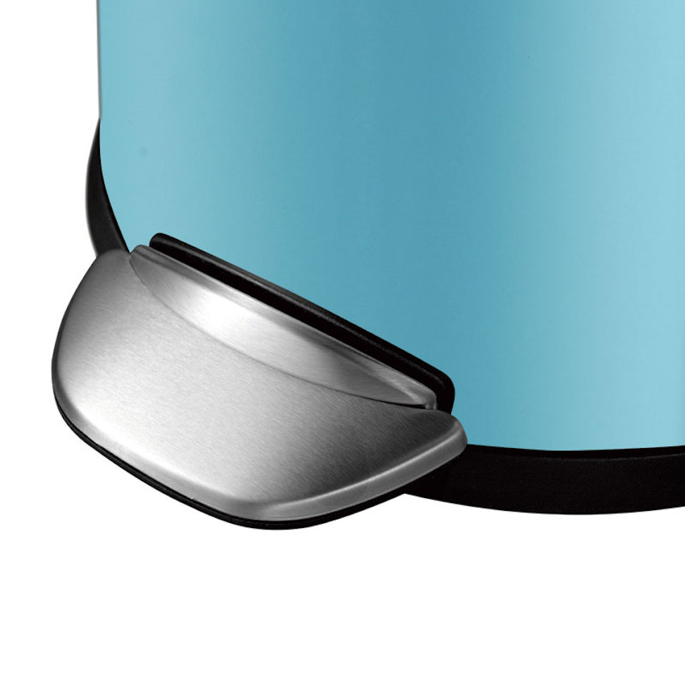 Retro Treteimer mit markanten Griffen und Kugelkappe | 3 Liter, HxØ 26,2x16,7cm | Kunststoff-Inneneimer | Hellblau